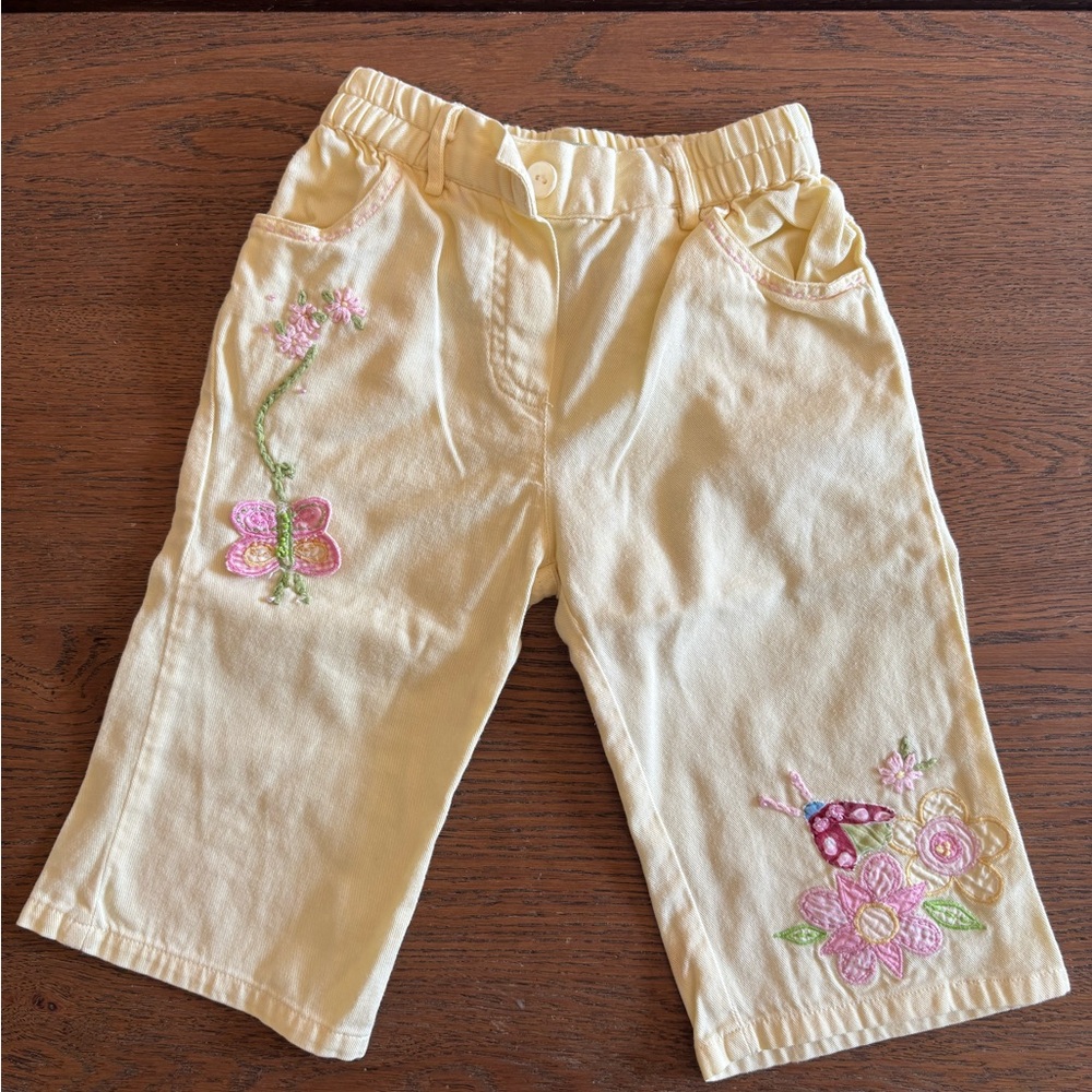Vintage Baby Embroidered Yellow Pants